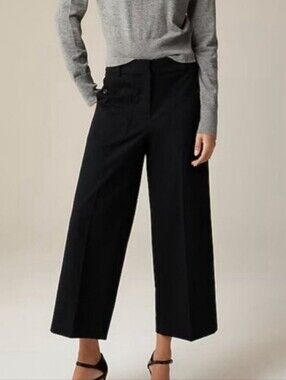 J Crew Black Sydney Wide-Leg Cropped Pants 10